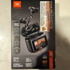 JBL Tour Pro 3 Bluetooth In-Ear Wireless Noise-Canceling Earbuds with Case